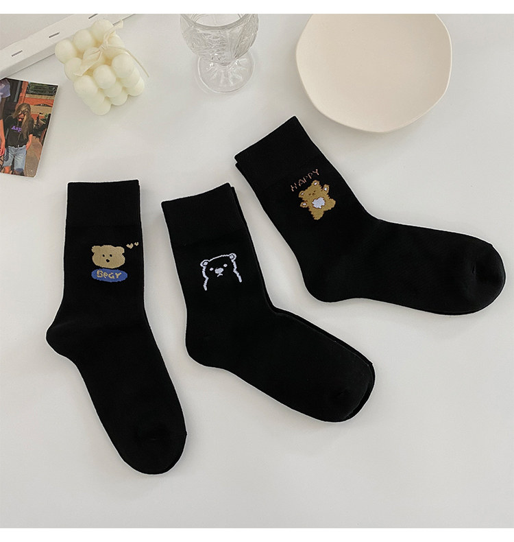 韩国黑色袜子女中筒袜ins潮百搭日系可爱学院风网红秋冬款长筒袜