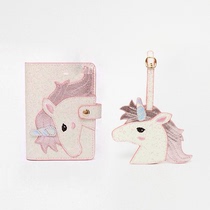 Dream sequin unicorn ID package passport holder luggage tag 2-piece set non-partial