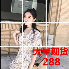 卢洁芸CAREDO夏装2017新款女碎花短袖连衣裙小清新韩版女裙