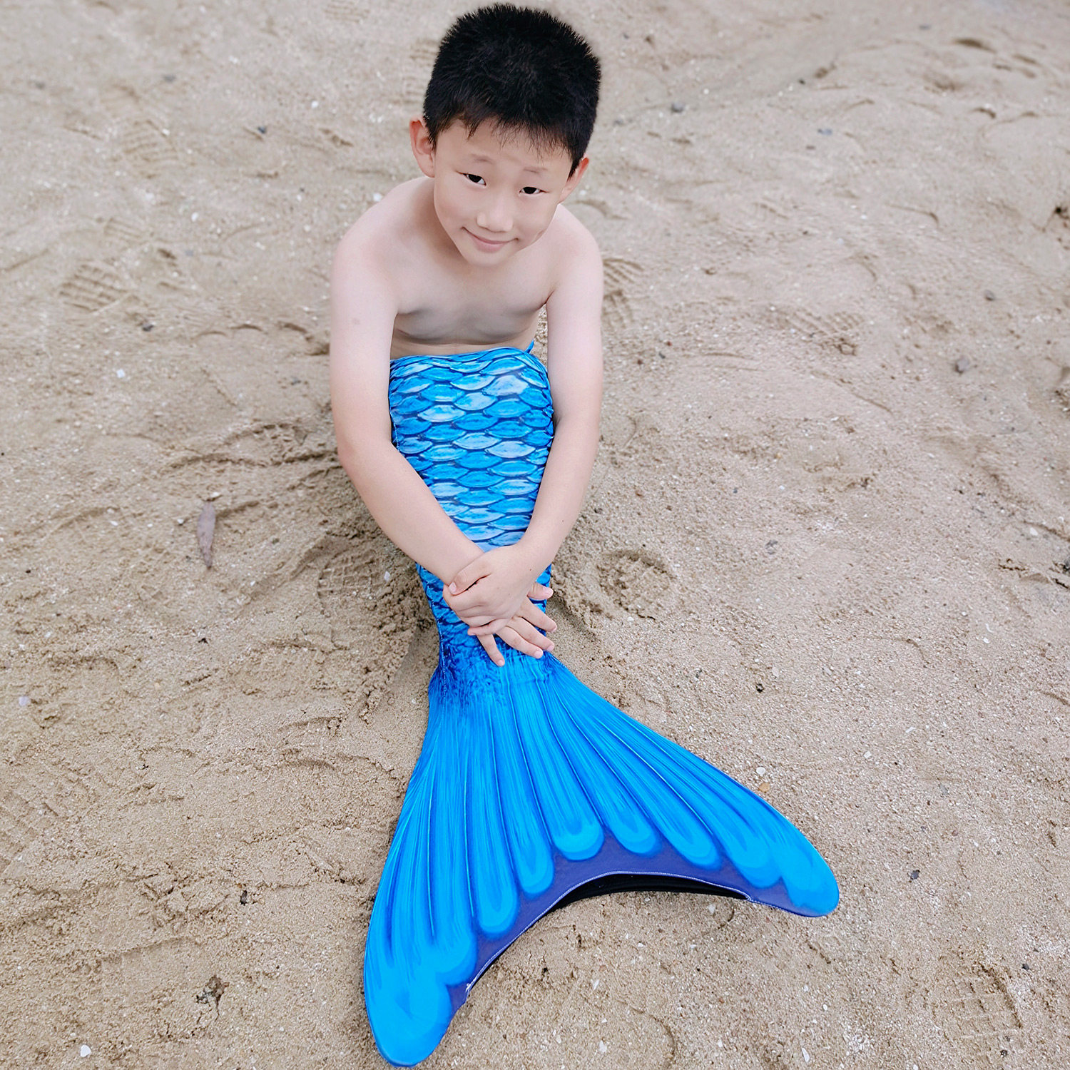 男生的美人鱼尾巴 男童男孩泳衣泳装服装衣服儿童人鱼拍照道具