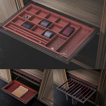 Cloakroom pulling blue wardrobe Contained Vines Basket Damping Push-and-pull Storage Drawer Leather Metal Clothing Basket Multifunction