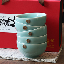 Green Porcelain Rice Rice Bowl Home 4 5 Inch Chinese Folly shouxi Joe relocating to wedding gift box loaded with ceramic bowl suit