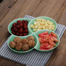 Green China Blue Porcelain Ceramic Four Lattice Trays Fast Dinner Plate Home Hotel Cutlery Dig Pan Snack Fruit Creative Early Dinner Plate