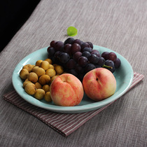 Green China Blue Porcelain 12 Inch Large Disc Soup Pan Fish Pan Dumplings Tray Vegetable Dish Ceramic Fruit Tray Hotel Purchases