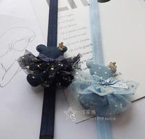 Korean headgear hair accessories cute bear head hoop long Lianghai patch broken hair fixed sticky hair paste magic sticker