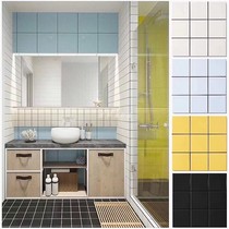 Solid color nine-grid kitchen bathroom wall stickers matte light Nordic black and white gray color ceramic mosaic tiles