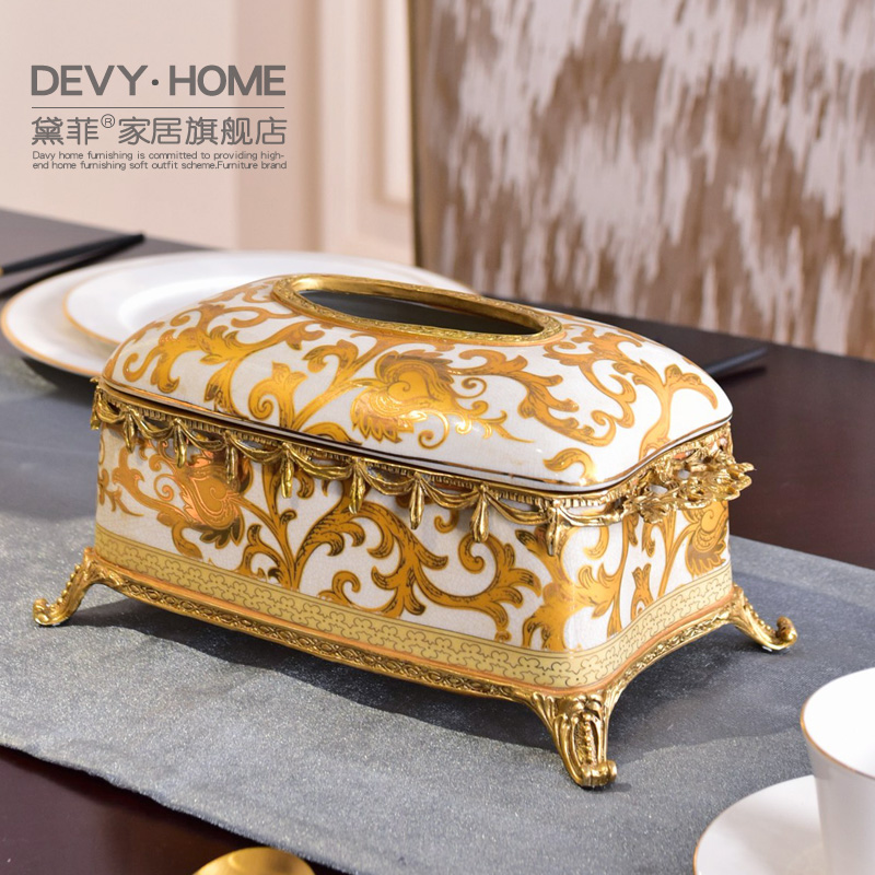 American ceramic light creative key-2 luxury furnishing articles European sitting room tea table tissue box key-2 luxury household act the role ofing is tasted the receive a case furnishing articles