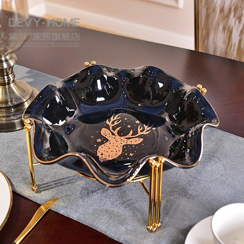 Light European - style key-2 luxury creative ceramic big fruit bowl modern Chinese New Year snacks luxurious sitting room tea table plate household candy dishes