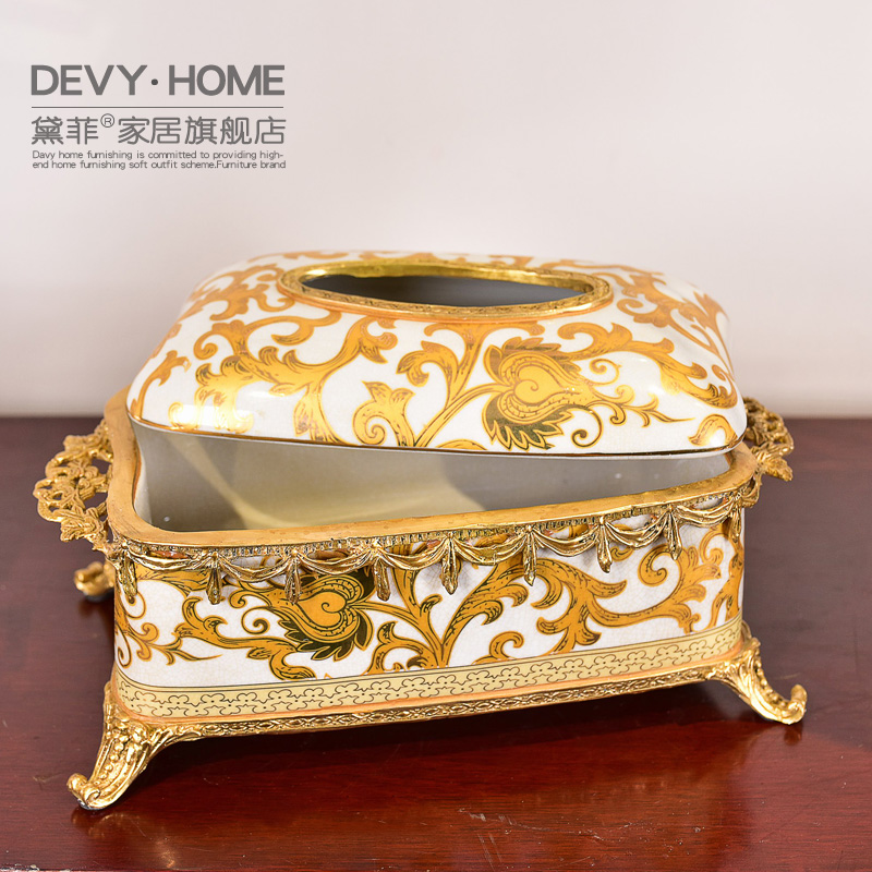 American ceramic light creative key-2 luxury furnishing articles European sitting room tea table tissue box key-2 luxury household act the role ofing is tasted the receive a case furnishing articles