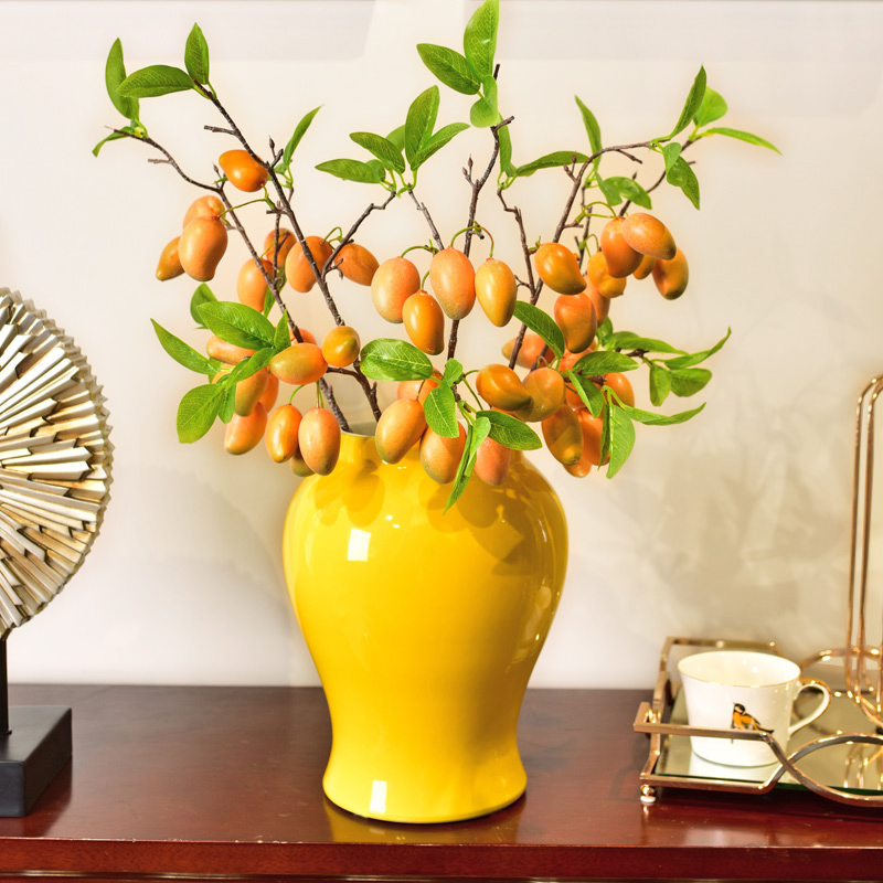 New Chinese style classical monochromatic glazed pottery porcelain vase furnishing articles sitting room household soft outfit floral suit large vases, furnishing articles