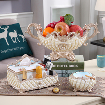 European home soft decoration living room coffee table fruit plate three-piece set creative candy dry fruit plate set household