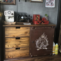 Retro sideboard locker wrought iron storage cabinet restaurant hotel meal preparation cabinet tea cabinet industrial wind cabinet wine cabinet