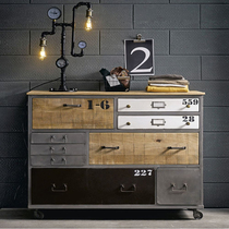 Retro bucket cabinet locker tea cabinet American porch cabinet storage cabinet wrought iron sideboard creative industrial style cabinet