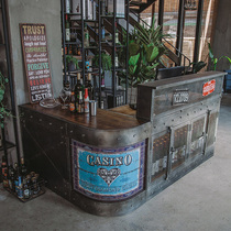 Industrial style bar cashier counter bar retro bar table milk tea shop clothing store front desk corner creative