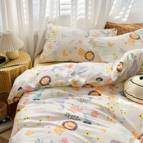 13372 Cute Whole Cotton Four Pieces Double Man Bed Accessories Student Dormitory Single Bed Three Sets Bed Linen Bed