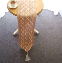 Nordic Modern Minimalist Cotton Hemp Table Flag Champagne Powder Double Embroidered Flow Sutable Mat Green City Home Textiles