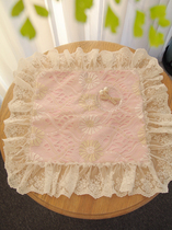 Fata-style retro style Pink Hollowed-out Embroidered Wedding home Textile Cushions Lace satin side lotus leaf lace with pillow cover