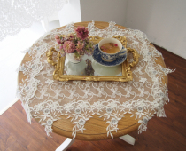 Korean ouzar lace white bedside table turban Korean style retro dustproof multi-purpose tablecloth European decorative table flag