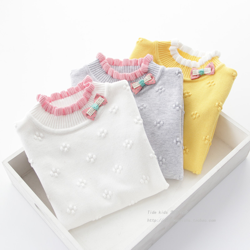 Girls sweater low-neck pullover knitted sweater 2020 autumn and winter new children's baby cotton knitted bottoming shirt