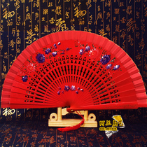 Solid color double-sided Spanish folding fan Wing Chun group dance fan Jazz Dance Dance Show Group fan big mahogany fan