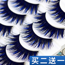 Japanese thick stage false eyelashes with blue makeup eyelashes lifelike pure hand extended Pat 2 send glue