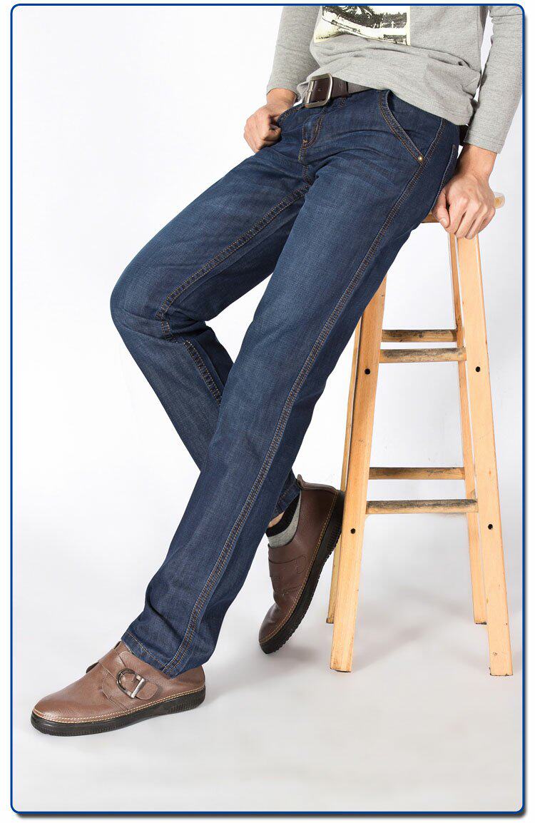 牛仔裤男士秋冬款加绒加厚直筒青年大码宽松带毛带绒男装冬季休闲