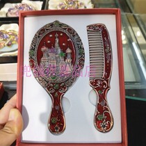 Russian small mirror comb set enamel Castle handle makeup mirror portable tourist souvenir small gift