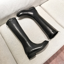 (Year-end clearance)Boots Womens knee-high boots Knight boots Leather belt buckle long barrel Martin boots