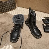 2021 New 1460 warm thick hair boots winter plus velvet leather snow boots leather wool one cotton boots