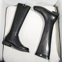(Clearance at the end of the year) thin boots women do not knee back zipper Black Knight boots flat leg high boots