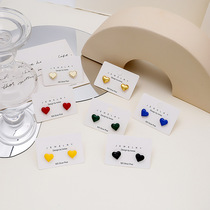 Japan-ROK silver needle lovers 100 hitch small heart-shaped mini trunkscrew fashion male and female personality delicate anti-allergy earrings woman