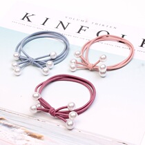 New Japanese and Korean hair accessories fashion high sense pearl hair rope three rings high elastic seamless handmade headstring rubber band