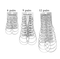 Japanese and Korean men and women 6 pairs 9 pairs of simple Joker glossy large small and medium hoop earrings 12 pairs combination multi-piece mixed earring women