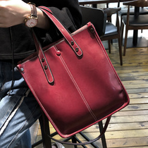 Handbag woman Han version 2021 new personality fashion minimalist atmosphere 100 hitch casual retro autumn winter genuine leather womens bag