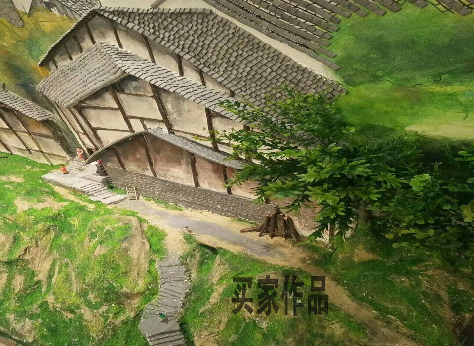 仿古瓦片微缩景观建筑模型diy手工艺制作