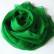  Emerald green silk scarf Womens gauze spring and autumn Western style fashion all-match mulberry silk shawl thin long silk scarf