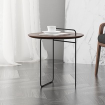 Sanshe balcony casual small low table Nordic INS black walnut solid wood round modern simple creative side corner few D7