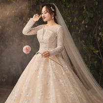 Special size main wedding dress 2020 new bride fat mm200 kg plus fat large thin tailing luxury starry sky