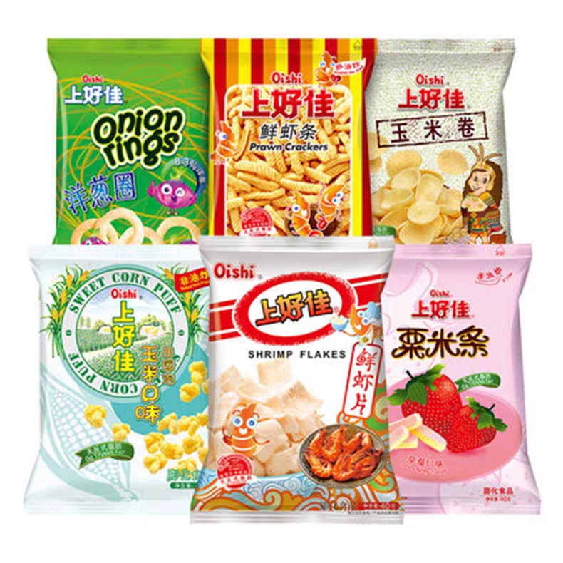 上好佳50g薯片鲜40g虾片虾条玉米卷多种口味休闲零食整箱20包包邮