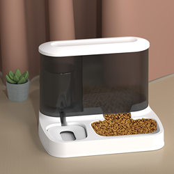 Cat bowl and dog bowl, automatic feeder and water dispenser, integrated cat food bowl, dog rice bowl, cat and dog drinking water, pet double bowl