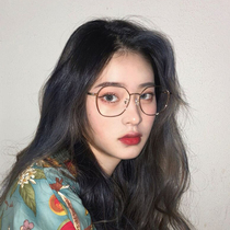 Polygonal eye frames womens tennis red ins wind myopia with degrees can be matched with large face slim glasses Korean version tide big frame