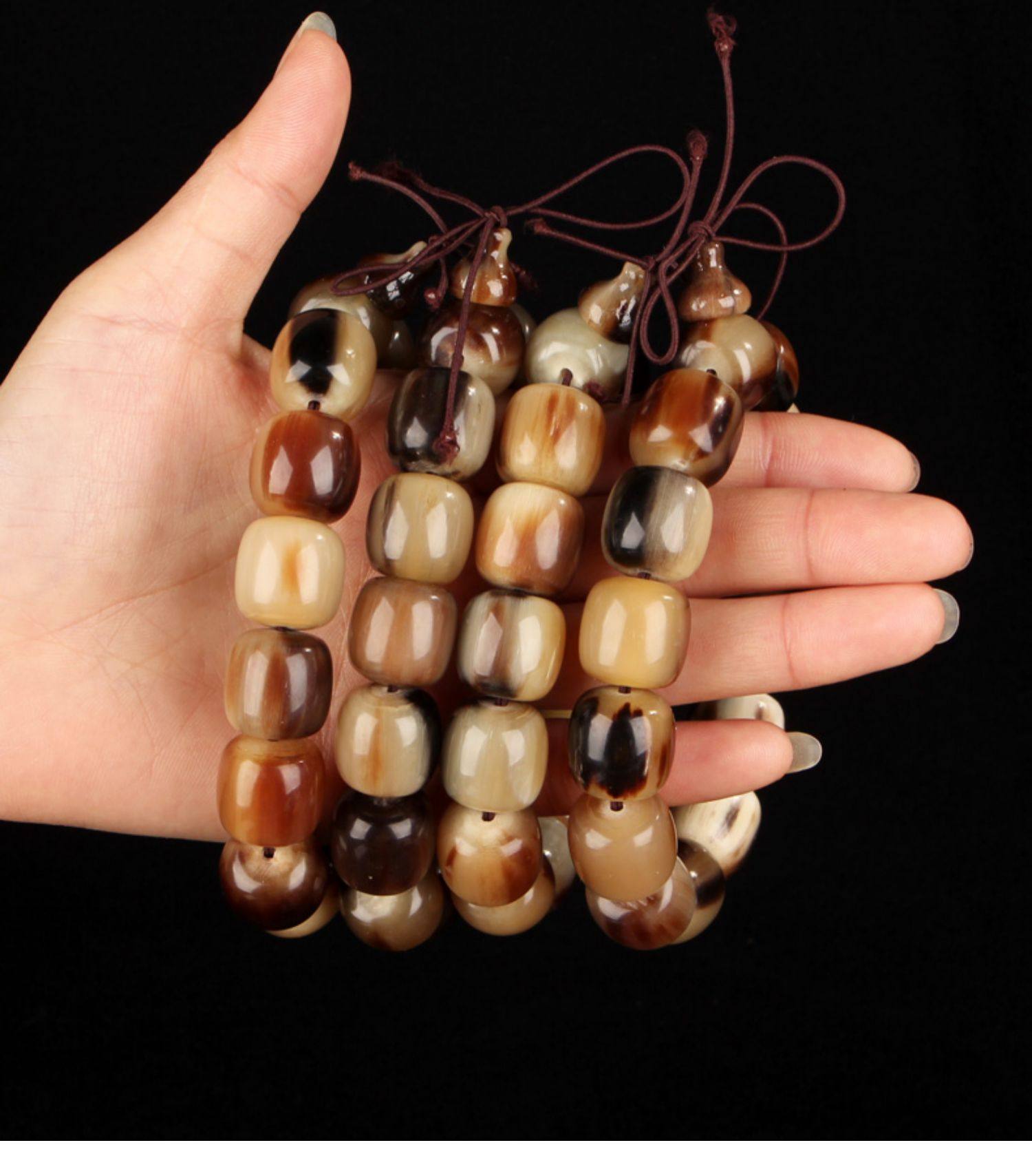 天然白牦牛角手串男女款情侣手链文玩藏式念珠桶珠圆珠民族风饰品