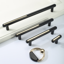 Black cabinet door handle light luxury modern wardrobe handle cabinet door handle drawer single hole pull ring Nordic furniture