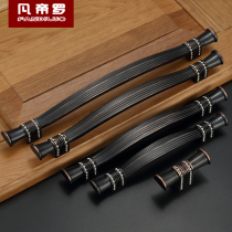 Wardrobe door handle European style extended cabinet door handle black simple European cabinet handle shoe cabinet drawer door handle single hole