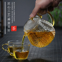 Glass teapot Filter teapot Household high temperature resistant hammer pattern heat-resistant flower teapot Tea maker Tea set