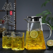 High temperature glass cold water kettle Household teapot set Large capacity cold water kettle Cold water cup Explosion-proof thickened juice jug