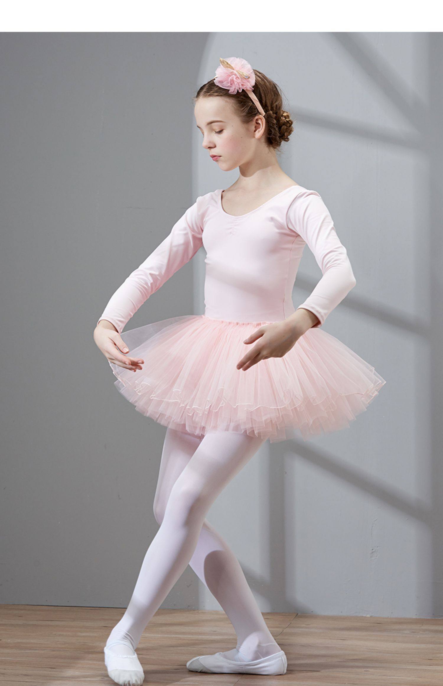 咔萌琪儿童舞蹈服装女童春秋长袖幼儿练功服中国舞跳芭蕾舞裙衣服