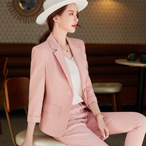 Pink small suit suit women autumn fashion Korean goddess fan leisure professional commuter suit jacket jacket
