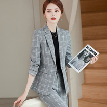 Plaid small suit suit women autumn fashion Korean goddess fan casual large size jacket professional suit jacket
