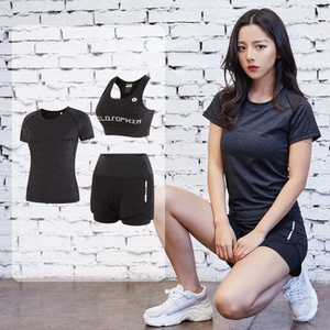 网红款2018新款瑜伽服秋冬季速干衣晨跑专业健身房跑步运动套装女